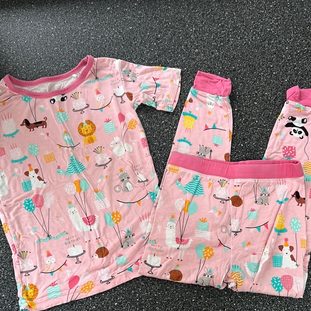 Little Sleepies Pink Pajama Set with Whimsical Animal Print